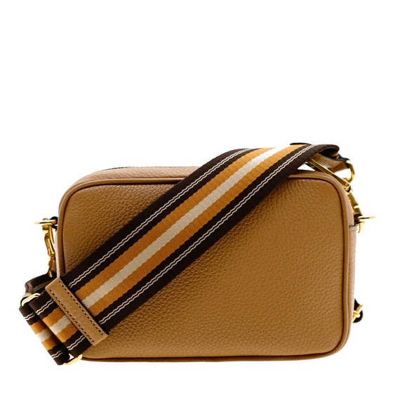 Prada Crossbody Camera Bag Guitar Strap Caramel Leather 1BH096 New - Picture 3 of 6